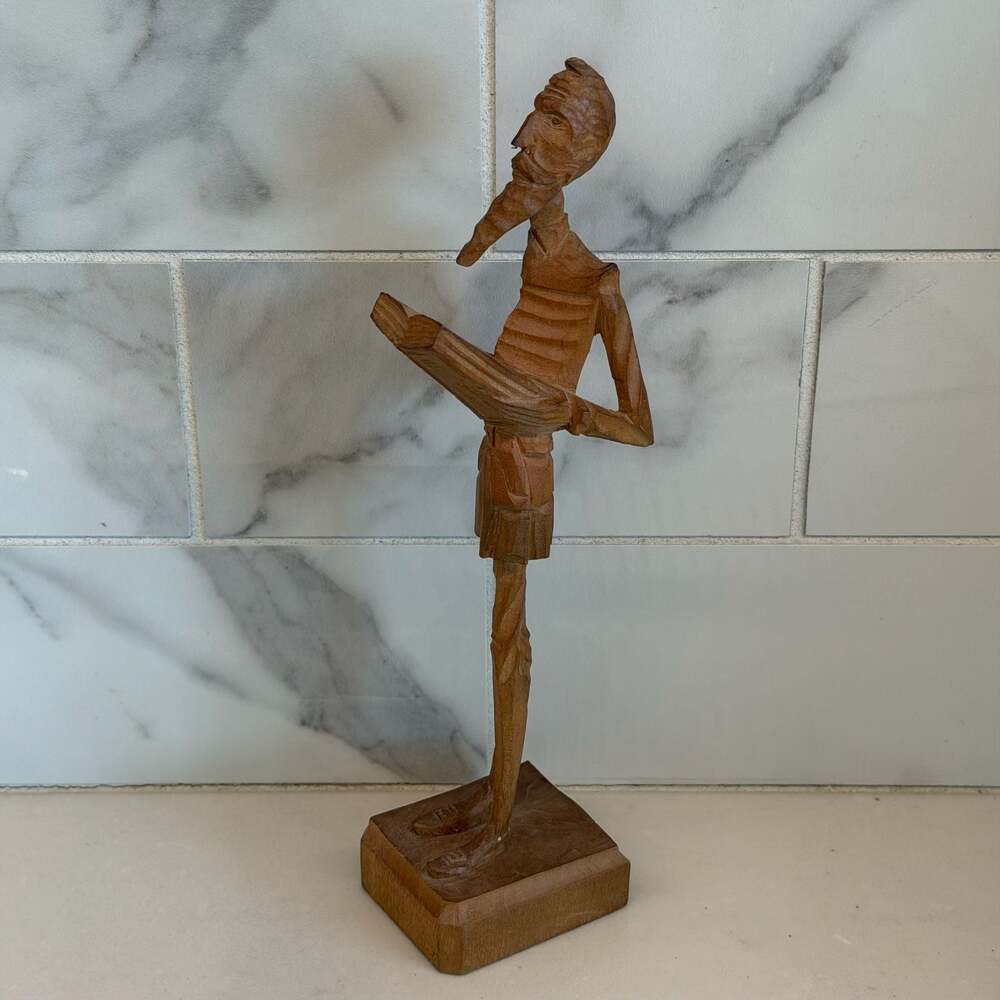 Vintage Artisanal Carved Wood Don Quixote Sculpture 8”